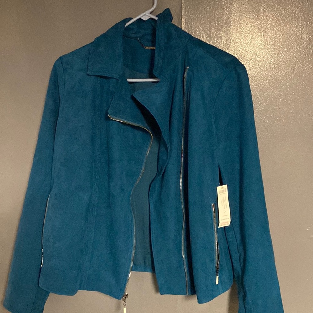 Brand new teal/blue cross zip moto jacket! So cute just have nowhere to wear it.